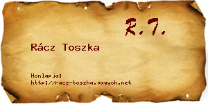 Rácz Toszka névjegykártya
